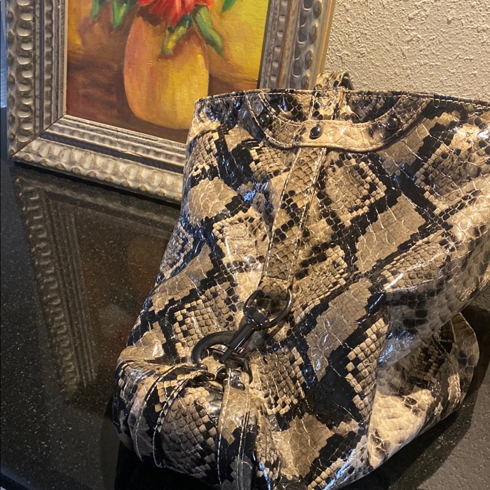 Rebecca Minkoff Beige and Black Snake-Print Hobo - Picture 7 of 13